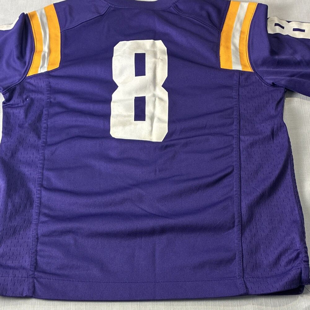 Nike Team LSU Tigers Football Jersey Purple White Gold #8 Size S youth - Picture 7 of 9